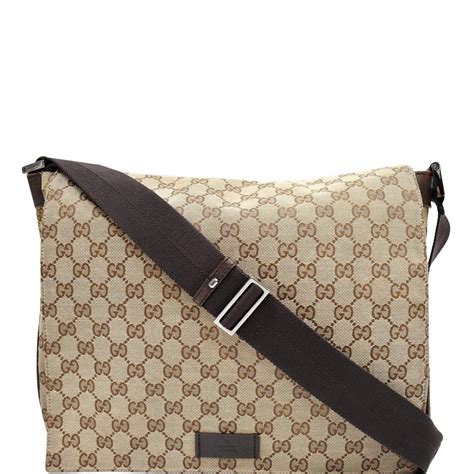 gucci gg canvas messenger bag shoulder crossbody beige brown|Gucci unisex Messenger bag.